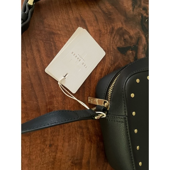 NWT Ted Baker London Black Leather  Karsynn Studded Camera Bag Crossbody Purse‌ - Picture 3 of 11
